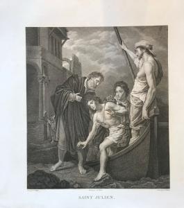 "Saint Julien" - Gravura em buril - Gerard Rene Le Vilain - 1789